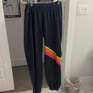 Aviator Nation Navy Joggers with Neon Stripes